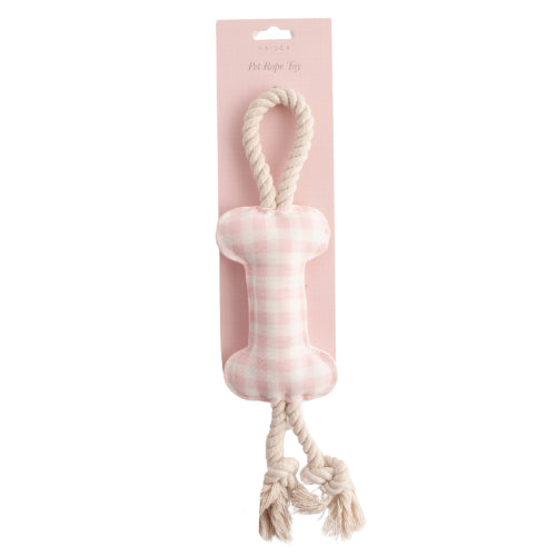 Pet Printed Rope Toy - PINK GINGHAM